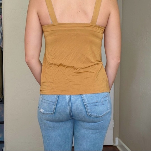 American Eagle Yellow Embroidered Lace Up Tie Tank, Size Small - Picture 6 of 8